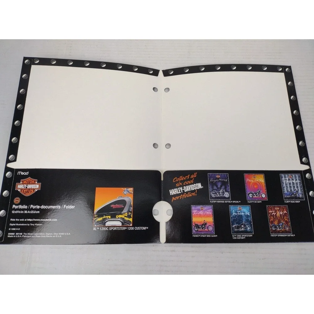 VTG 1996 Y2K Mead Portfolio Folder HARLEY DAVIDSON Motorcycle INTENSE USA H-D